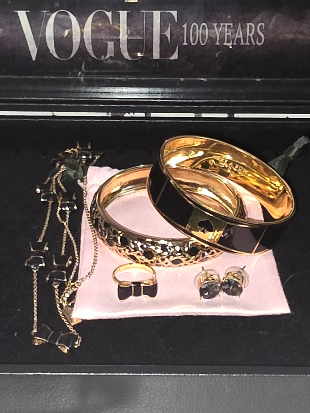 kate spade Gold and Black Necklace, Ring, Earrings & Bangle Set